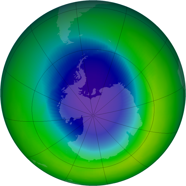 1991-October monthly mean Antarctic ozone